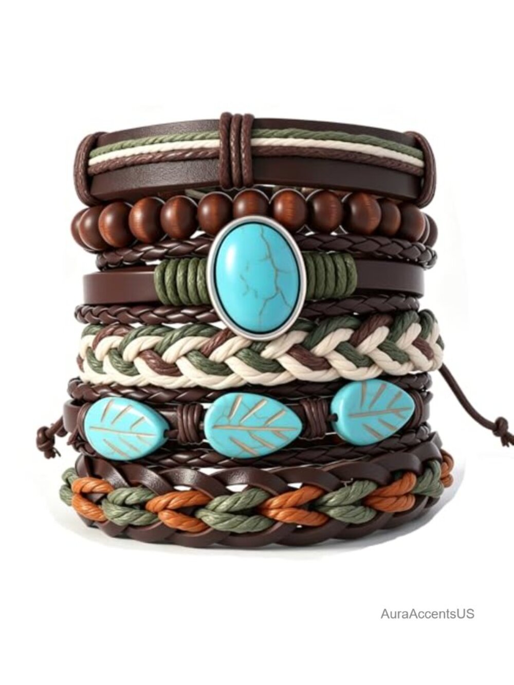 Gothic Bracelet Set Adjustable Leather Punk Cuff